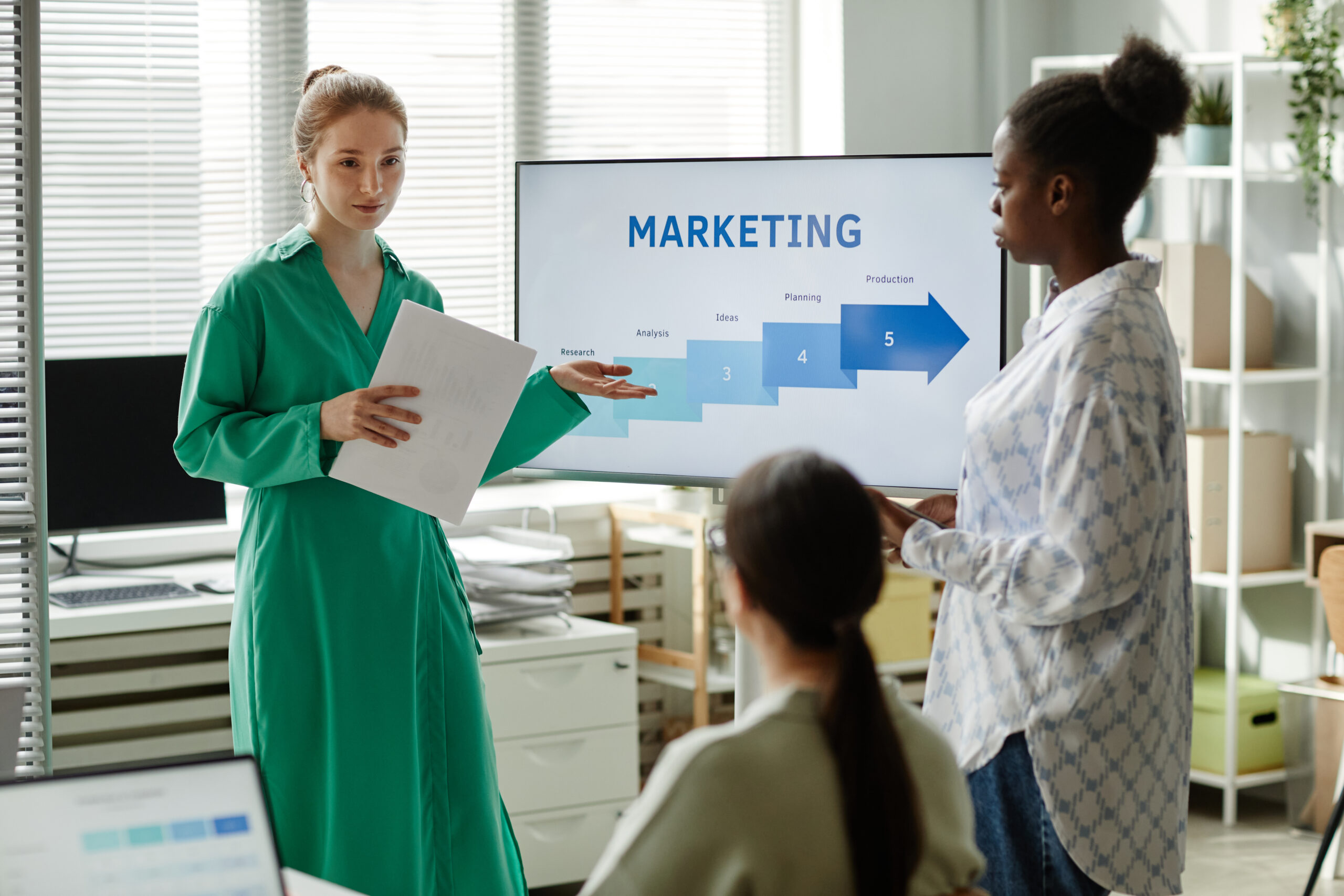 Students at their marketing internship